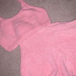 Pink top and biker shorts set